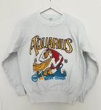 RARE 80'S VINTAGE AQUARIUS WHITE RAGLAN SWEATSHIRT