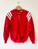 80's RED & WHITE STRIPED ZIPPER RAGLAN VINTAGE SWEATSHIRT