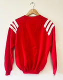 80's RED & WHITE STRIPED ZIPPER RAGLAN VINTAGE SWEATSHIRT