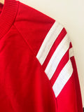 80's RED & WHITE STRIPED ZIPPER RAGLAN VINTAGE SWEATSHIRT