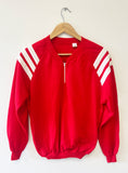 80's RED & WHITE STRIPED ZIPPER RAGLAN VINTAGE SWEATSHIRT