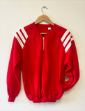80's RED & WHITE STRIPED ZIPPER RAGLAN VINTAGE SWEATSHIRT