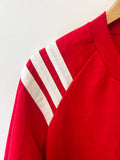 80's RED & WHITE STRIPED ZIPPER RAGLAN VINTAGE SWEATSHIRT