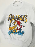 RARE 80'S VINTAGE AQUARIUS WHITE RAGLAN SWEATSHIRT