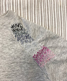 Upcycled Cherry Blossom Pink + Gray Hand Embroidered Vintage Sweatshirt