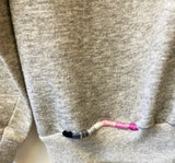 Upcycled Cherry Blossom Pink + Gray Hand Embroidered Vintage Sweatshirt