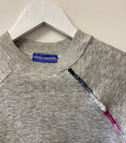 Upcycled Cherry Blossom Pink + Gray Hand Embroidered Vintage Sweatshirt