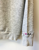 Upcycled Cherry Blossom Pink + Gray Hand Embroidered Vintage Sweatshirt
