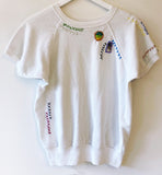 70's Shortsleeved White Hand Embroidered Vintage Sweatshirt