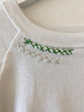 70's Shortsleeved White Hand Embroidered Vintage Sweatshirt
