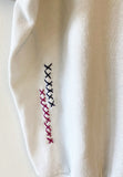 70's Shortsleeved White Hand Embroidered Vintage Sweatshirt