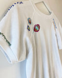 70's Shortsleeved White Hand Embroidered Vintage Sweatshirt