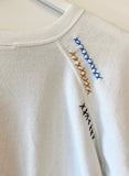 70's Shortsleeved White Hand Embroidered Vintage Sweatshirt