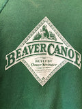 KIDS KELLY GREEN WHITE FLOCKED BEAVER CANOE OMER STRINGER VINTAGE SWEATSHIRT