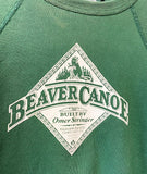 KIDS KELLY GREEN WHITE FLOCKED BEAVER CANOE OMER STRINGER VINTAGE SWEATSHIRT