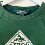 KIDS KELLY GREEN WHITE FLOCKED BEAVER CANOE OMER STRINGER VINTAGE SWEATSHIRT