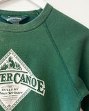 KIDS KELLY GREEN WHITE FLOCKED BEAVER CANOE OMER STRINGER VINTAGE SWEATSHIRT