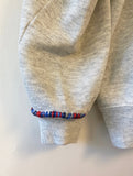 Preppy Light Grey Blue Marbled Hand Embroidered Vintage Sweatshirt