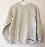Preppy Light Grey Blue Marbled Hand Embroidered Vintage Sweatshirt