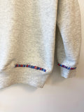 Preppy Light Grey Blue Marbled Hand Embroidered Vintage Sweatshirt