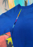 Royal Blue Totem  Hand Embroidered Vintage Sweatshirt