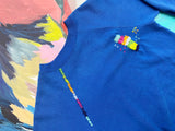 Royal Blue Totem  Hand Embroidered Vintage Sweatshirt