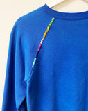 Royal Blue Totem  Hand Embroidered Vintage Sweatshirt