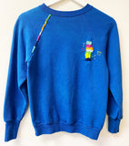 Royal Blue Totem  Hand Embroidered Vintage Sweatshirt