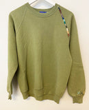 Military Green Hand Embroidered Vintage Sweatshirt