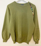 Military Green Hand Embroidered Vintage Sweatshirt