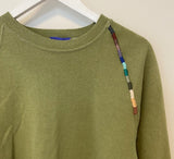 Military Green Hand Embroidered Vintage Sweatshirt