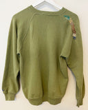 Military Green Hand Embroidered Vintage Sweatshirt