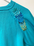 Teal Hand Embroidered Vintage Sweatshirt