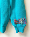 Teal Hand Embroidered Vintage Sweatshirt