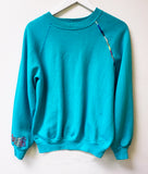 Teal Hand Embroidered Vintage Sweatshirt