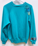 Teal Hand Embroidered Vintage Sweatshirt