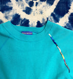 Teal Hand Embroidered Vintage Sweatshirt