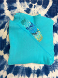 Teal Hand Embroidered Vintage Sweatshirt
