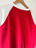 80's RED & WHITE COLOR BLOCKED RAGLAN VINTAGE SWEATSHIRT