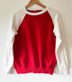 80's RED & WHITE COLOR BLOCKED RAGLAN VINTAGE SWEATSHIRT