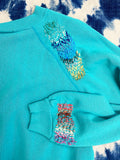 Teal Hand Embroidered Vintage Sweatshirt