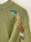 Military Green Hand Embroidered Vintage Sweatshirt
