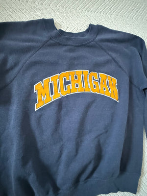 UNIVERSITY OF MICHIGAN NAVY  RAGLAN VINTAGE SWEATSHIRT