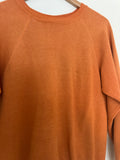 70’s FADED BURNT ORANGE RAGLAN VINTAGE SWEATSHIRT - M