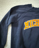 UNIVERSITY OF MICHIGAN NAVY  RAGLAN VINTAGE SWEATSHIRT