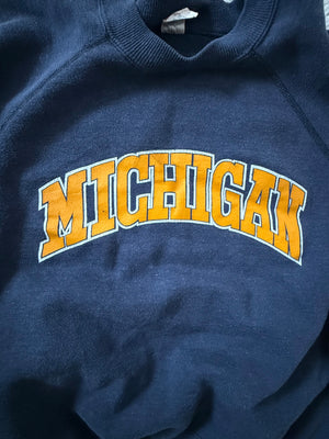 UNIVERSITY OF MICHIGAN NAVY  RAGLAN VINTAGE SWEATSHIRT