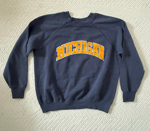 UNIVERSITY OF MICHIGAN NAVY  RAGLAN VINTAGE SWEATSHIRT