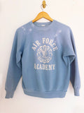 80'S FADED BABY BLUE AIR FORCE ACADEMY RAGLAN VINTAGE  SWEATSHIRT - S/M