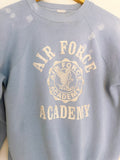 80'S FADED BABY BLUE AIR FORCE ACADEMY RAGLAN VINTAGE  SWEATSHIRT - S/M