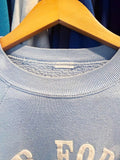 80'S FADED BABY BLUE AIR FORCE ACADEMY RAGLAN VINTAGE  SWEATSHIRT - S/M